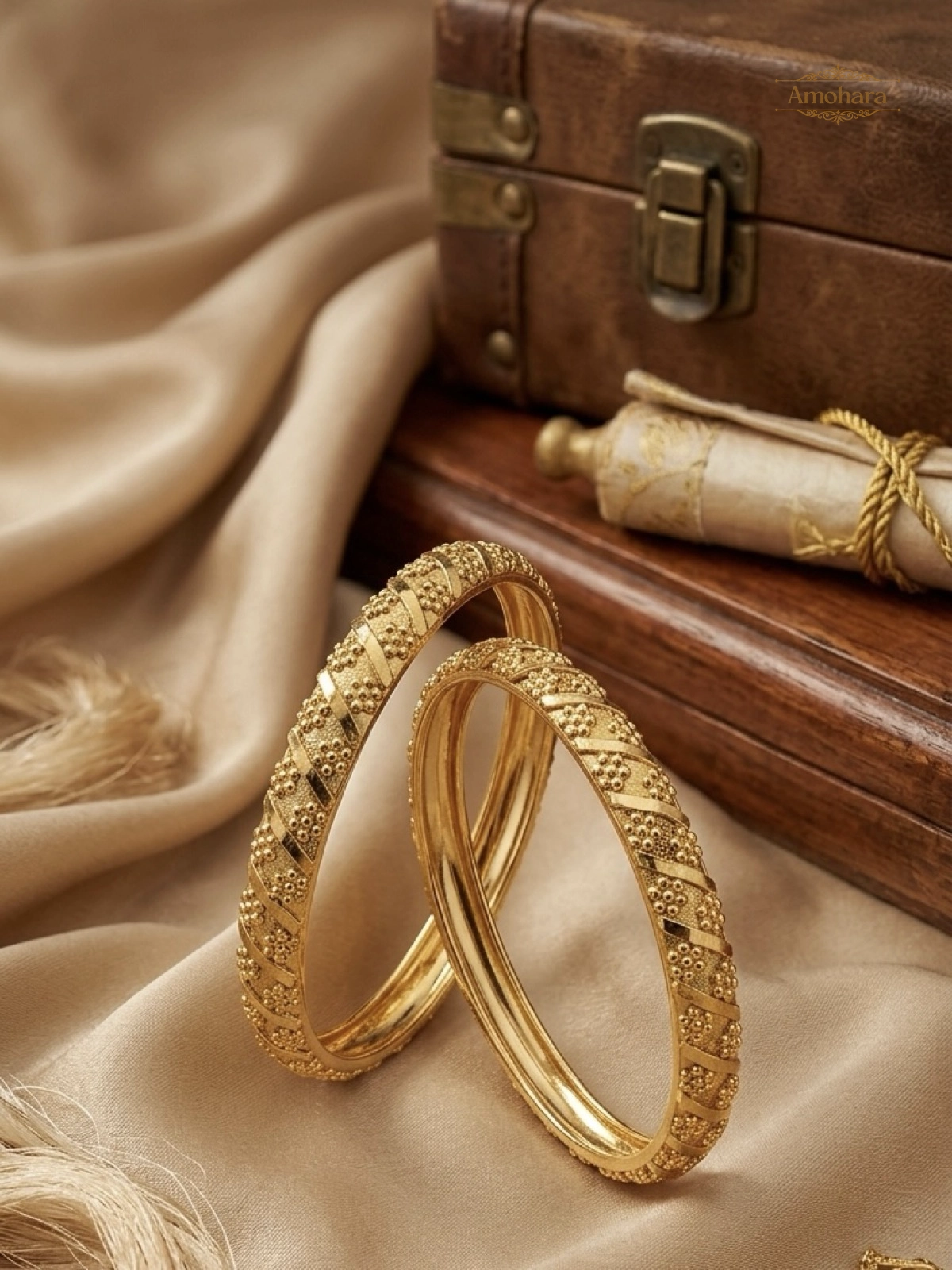 Heritage Texture Gold Cover Bangles