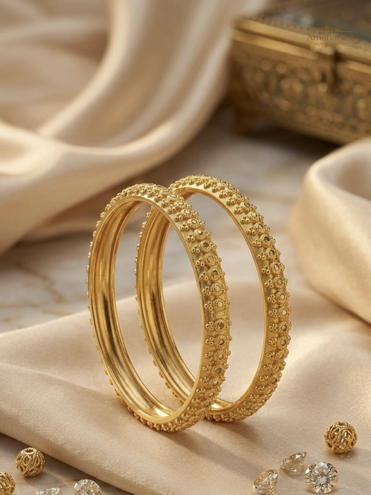 Granule Texture Gold Cover Bangles