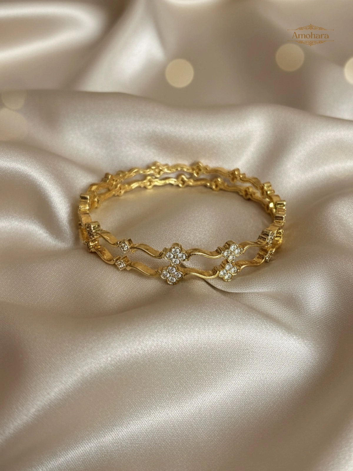 Floral Wave Gold Cover Bangles