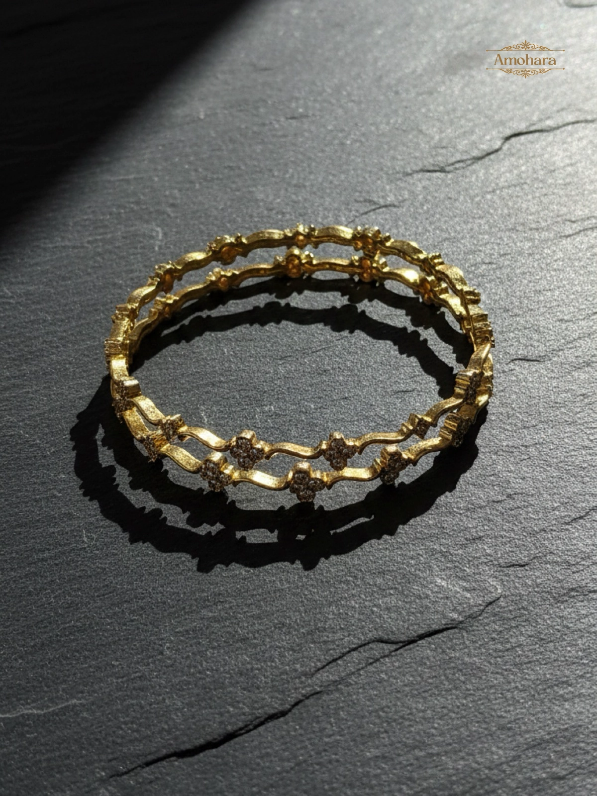 Floral Wave Gold Cover Bangles