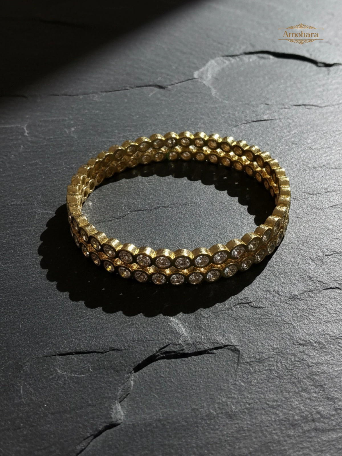 Crystal Halo Gold Cover Bangles