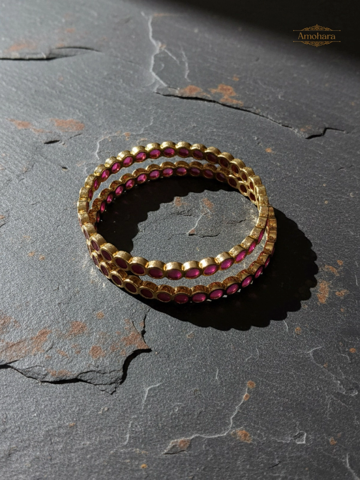 Ruby Circle Gold Cover Bangles
