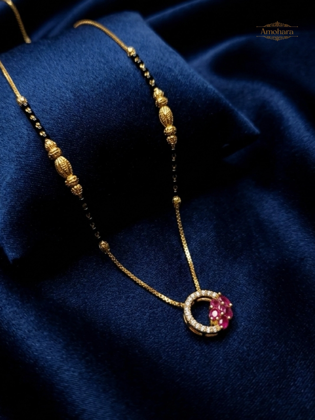 Ruby Bloom Halo Mangalsutra