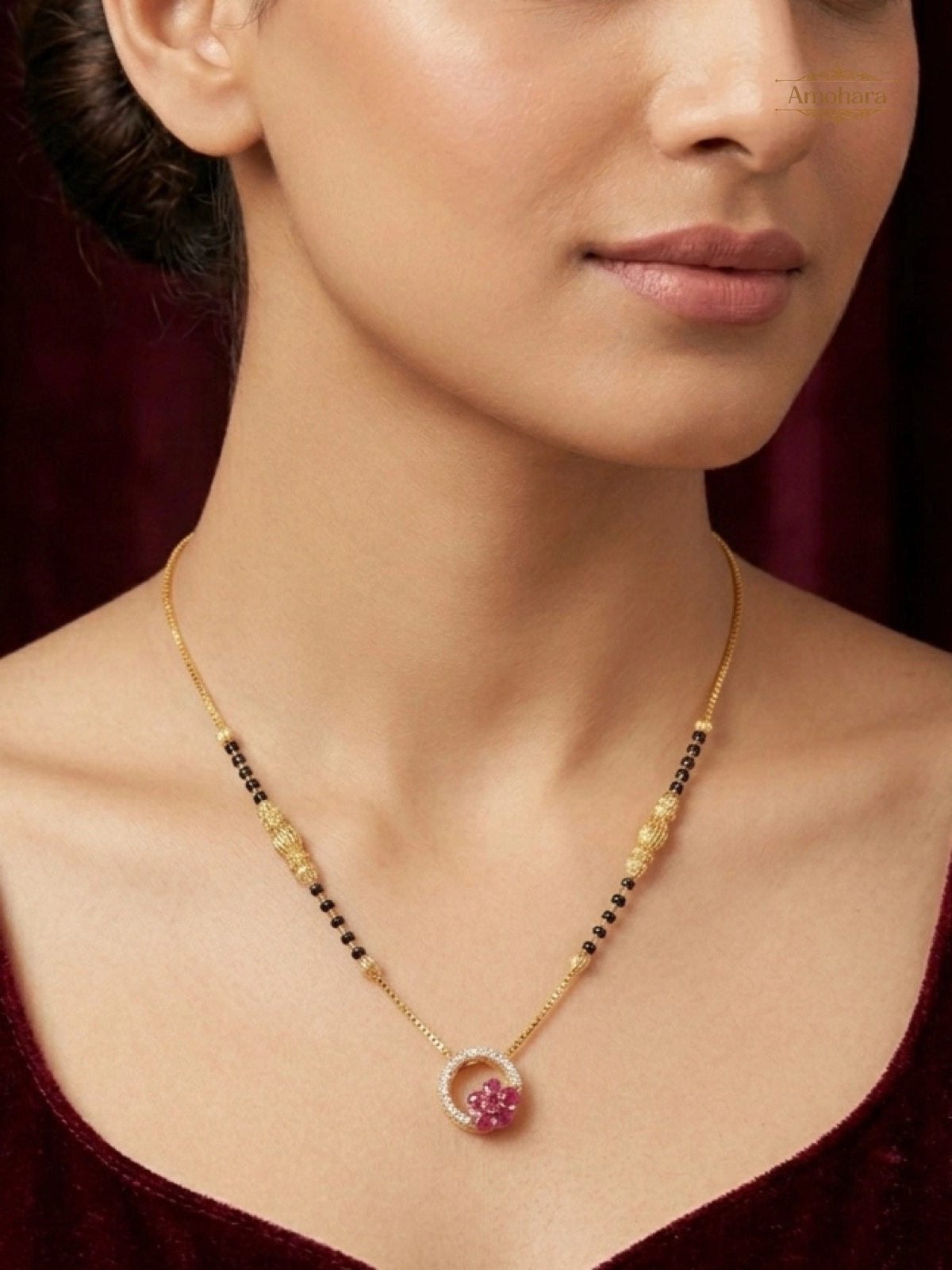 Ruby Bloom Halo Mangalsutra