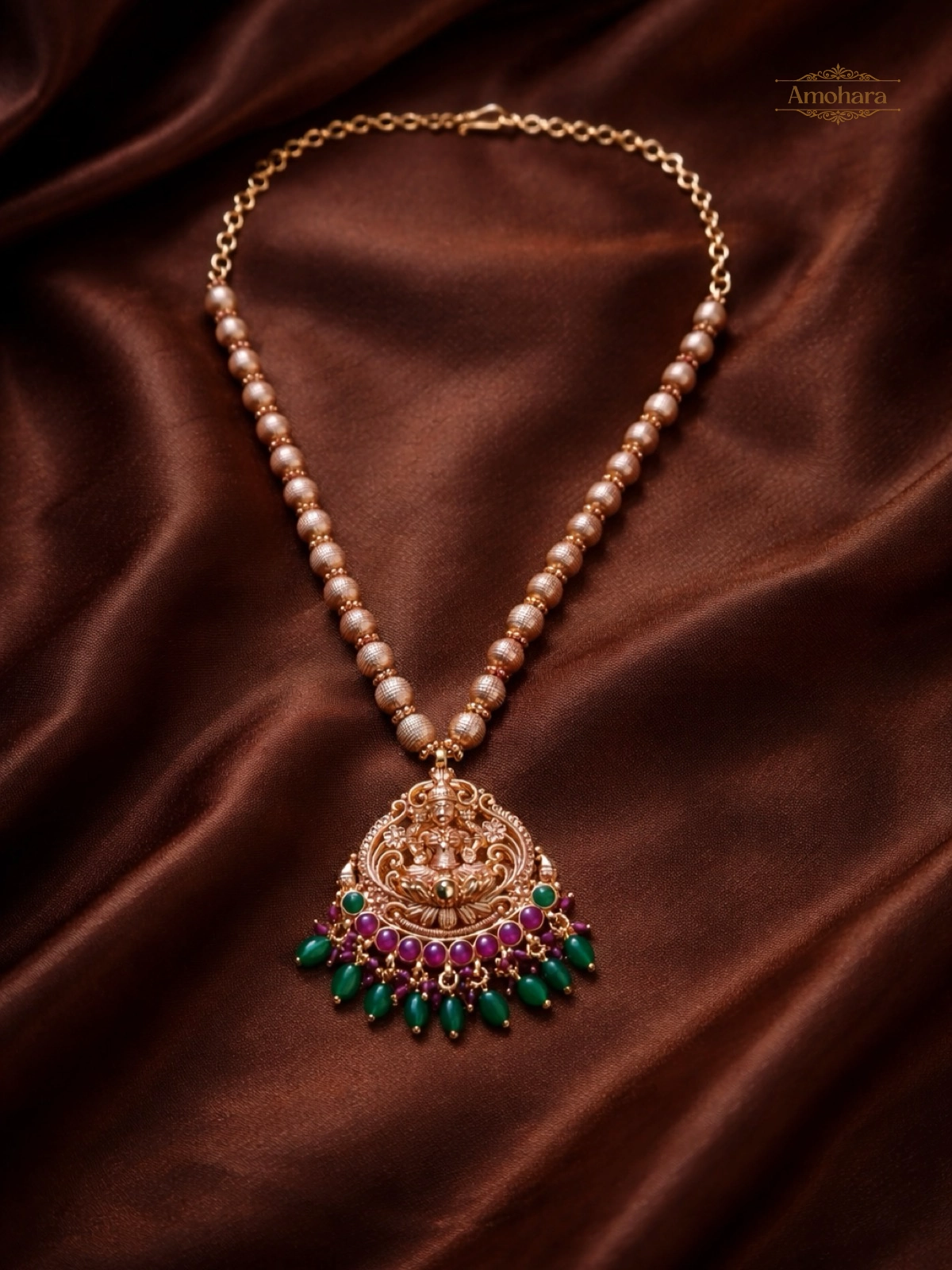 Lakshmi Antique Beaded Temple Necklace