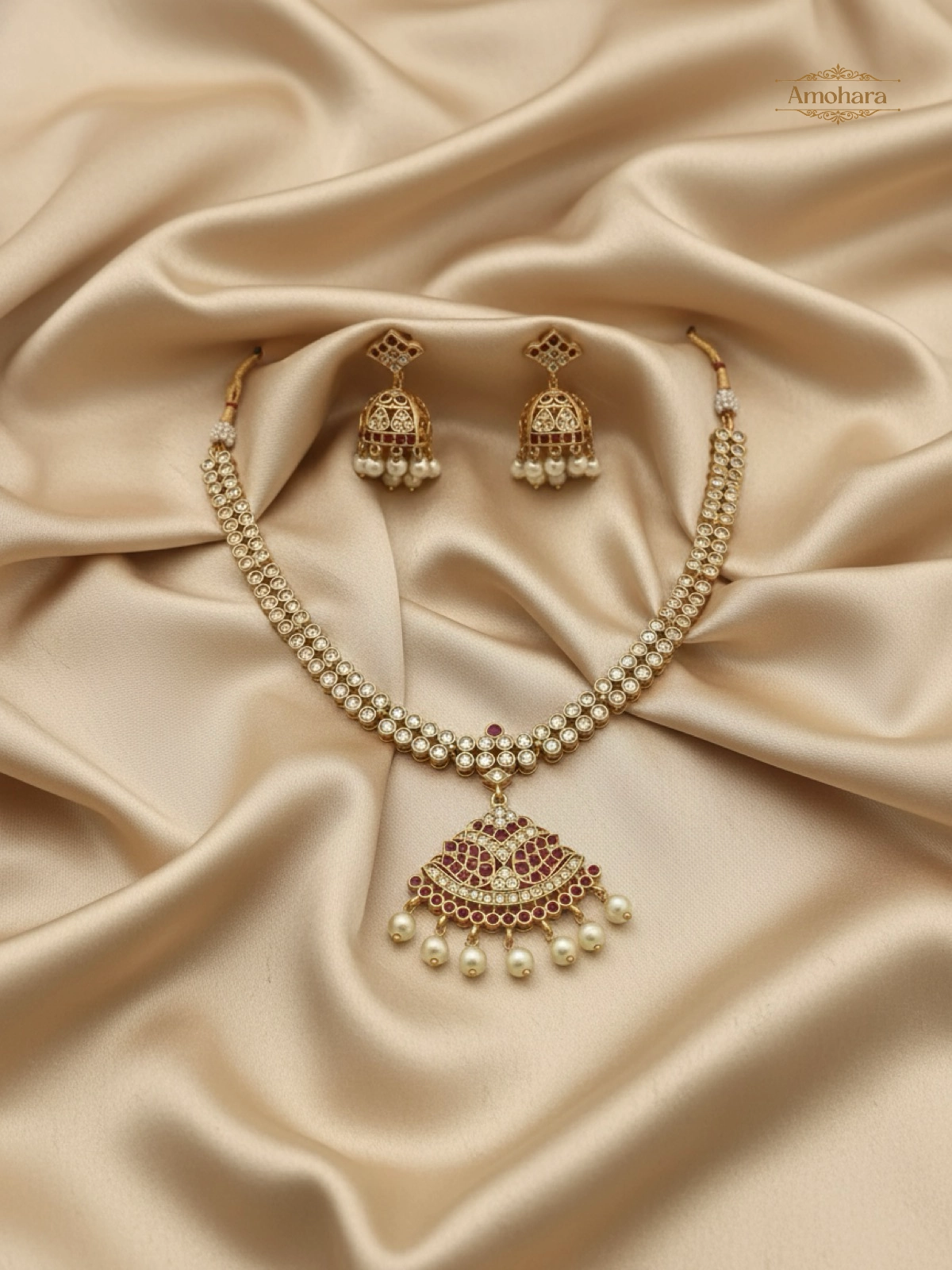 Royal Kundan Pearl Drop Necklace Set
