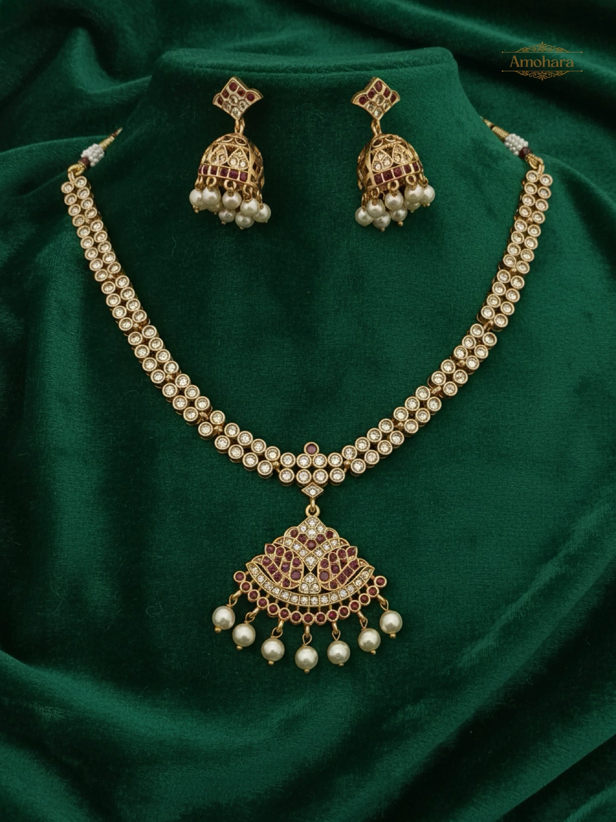 Royal Kundan Pearl Drop Necklace Set