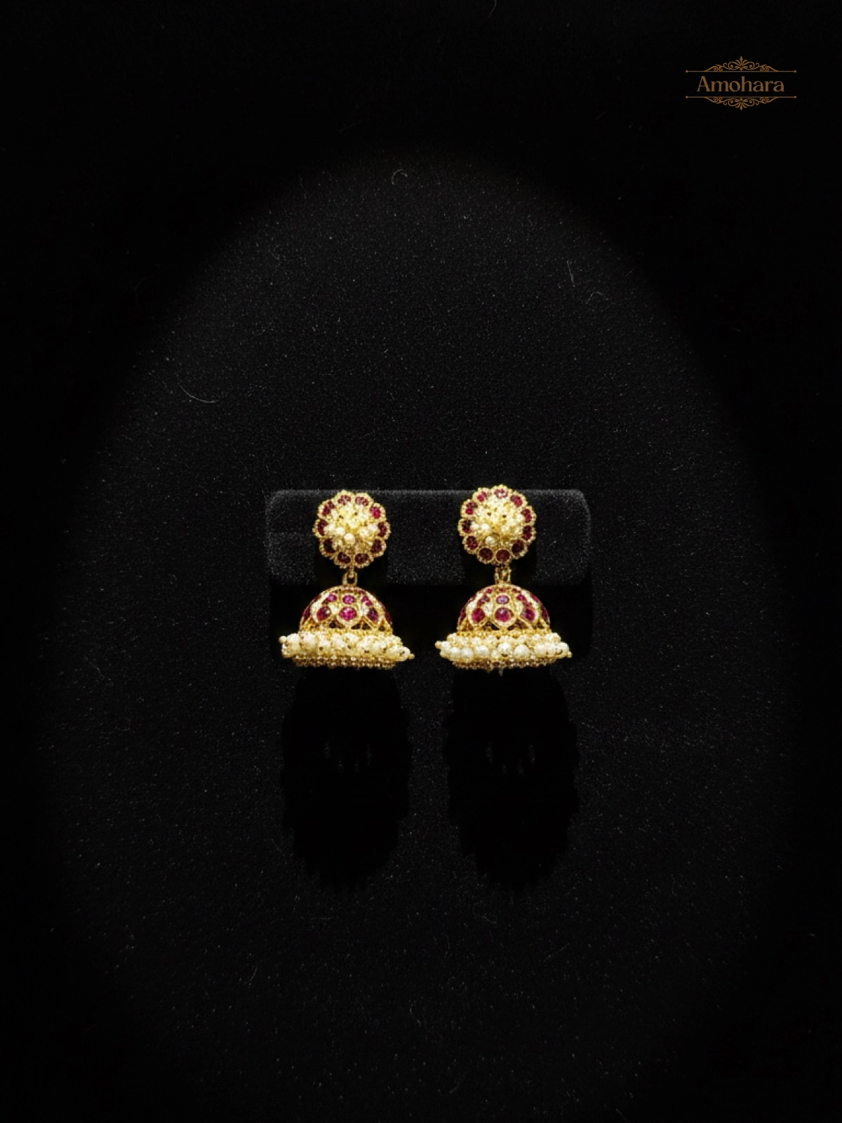 Royal Ruby Pearl Panchaloham Jhumkas S