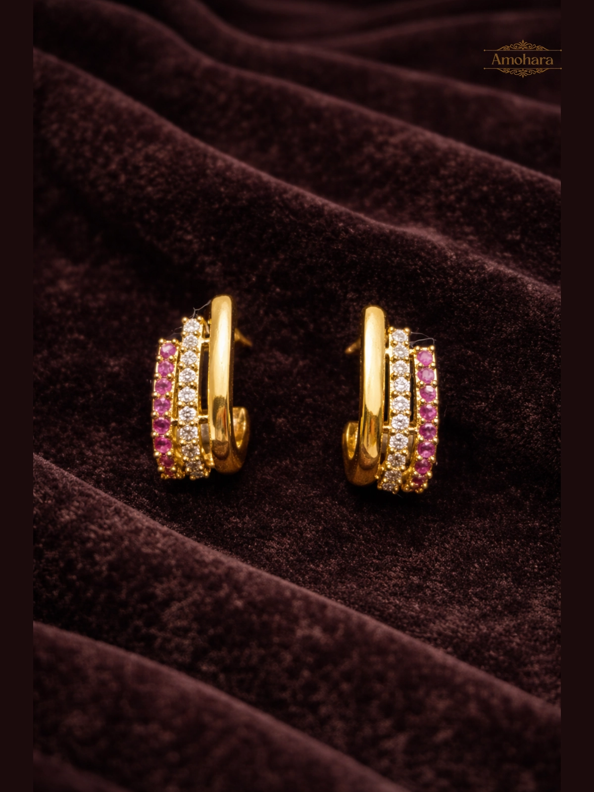 White & Ruby J stud layered