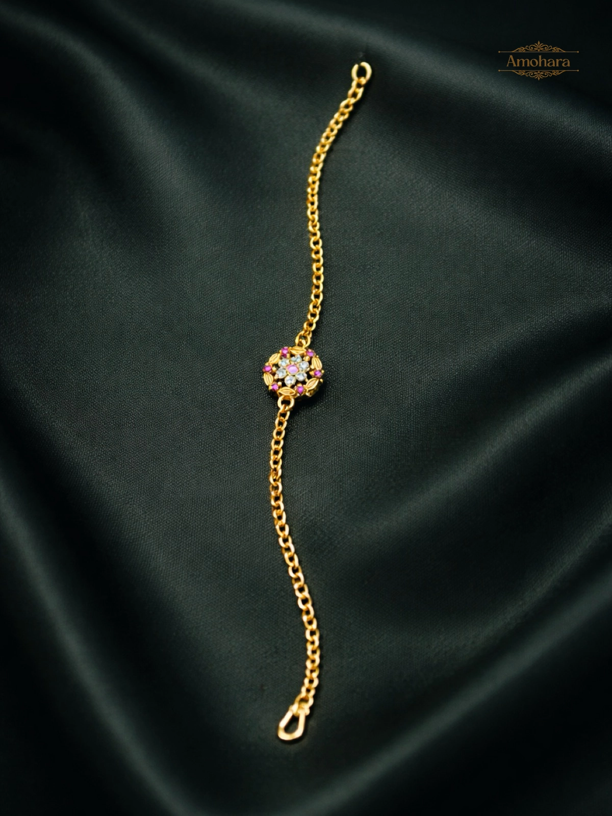 Floral Spark Charm Gold Covering chain Bracelet