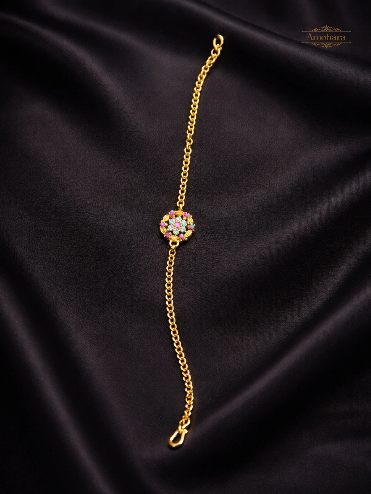 Floral Spark Charm Gold Covering chain Bracelet