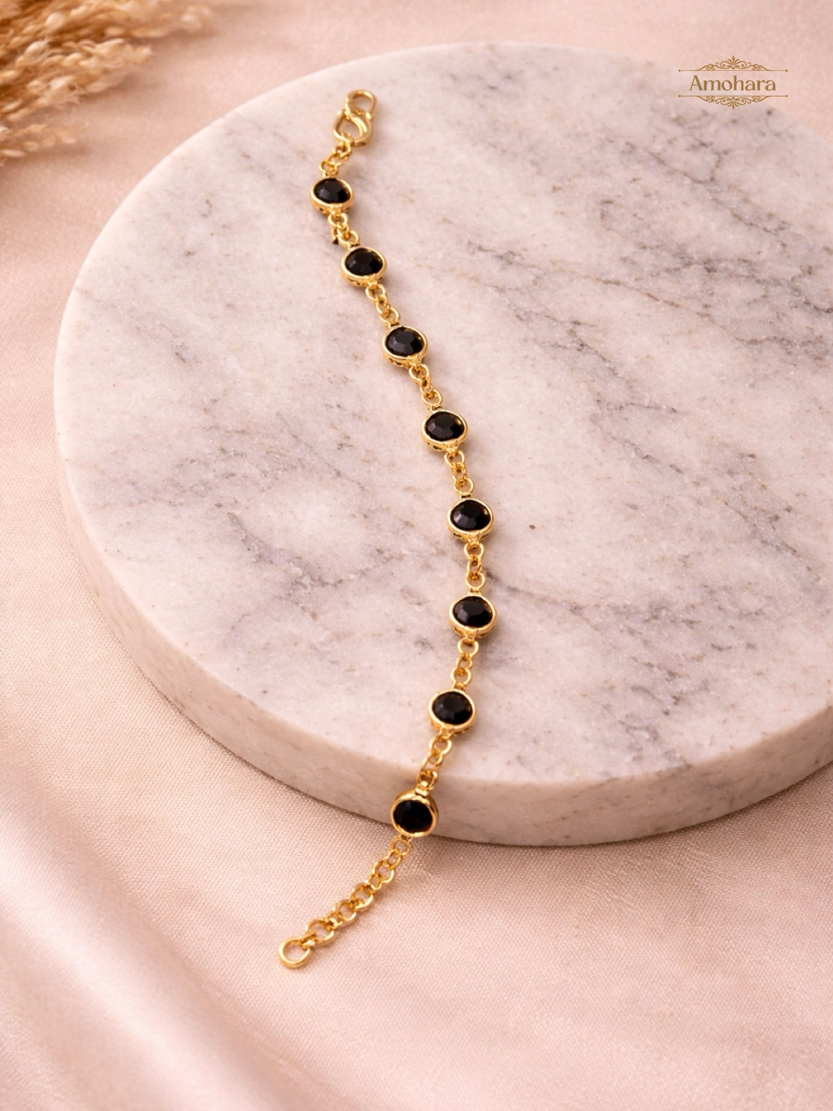 Midnight Circle Elegance Gold Covering Chain Bracelet