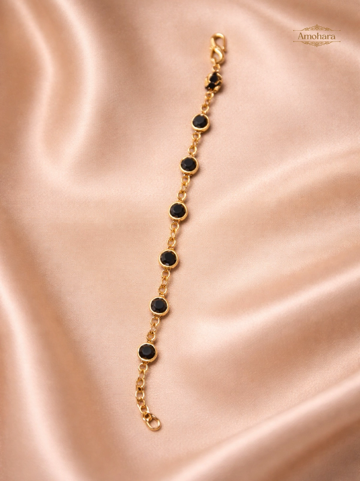 Midnight Circle Elegance Gold Covering Chain Bracelet