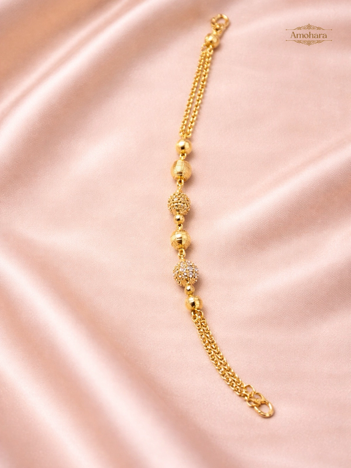 Royal Bead Spark Gold Covering Chain Bracelet