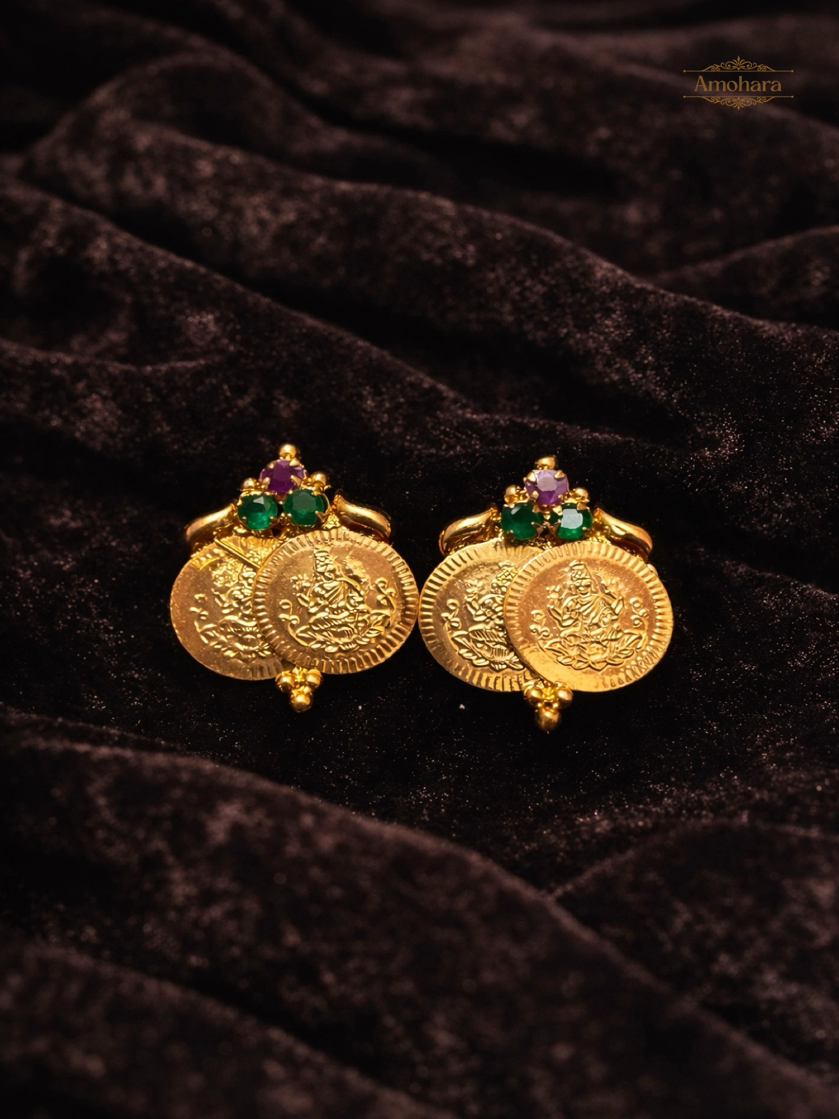 Lakshmi Coin Dual studs Multi