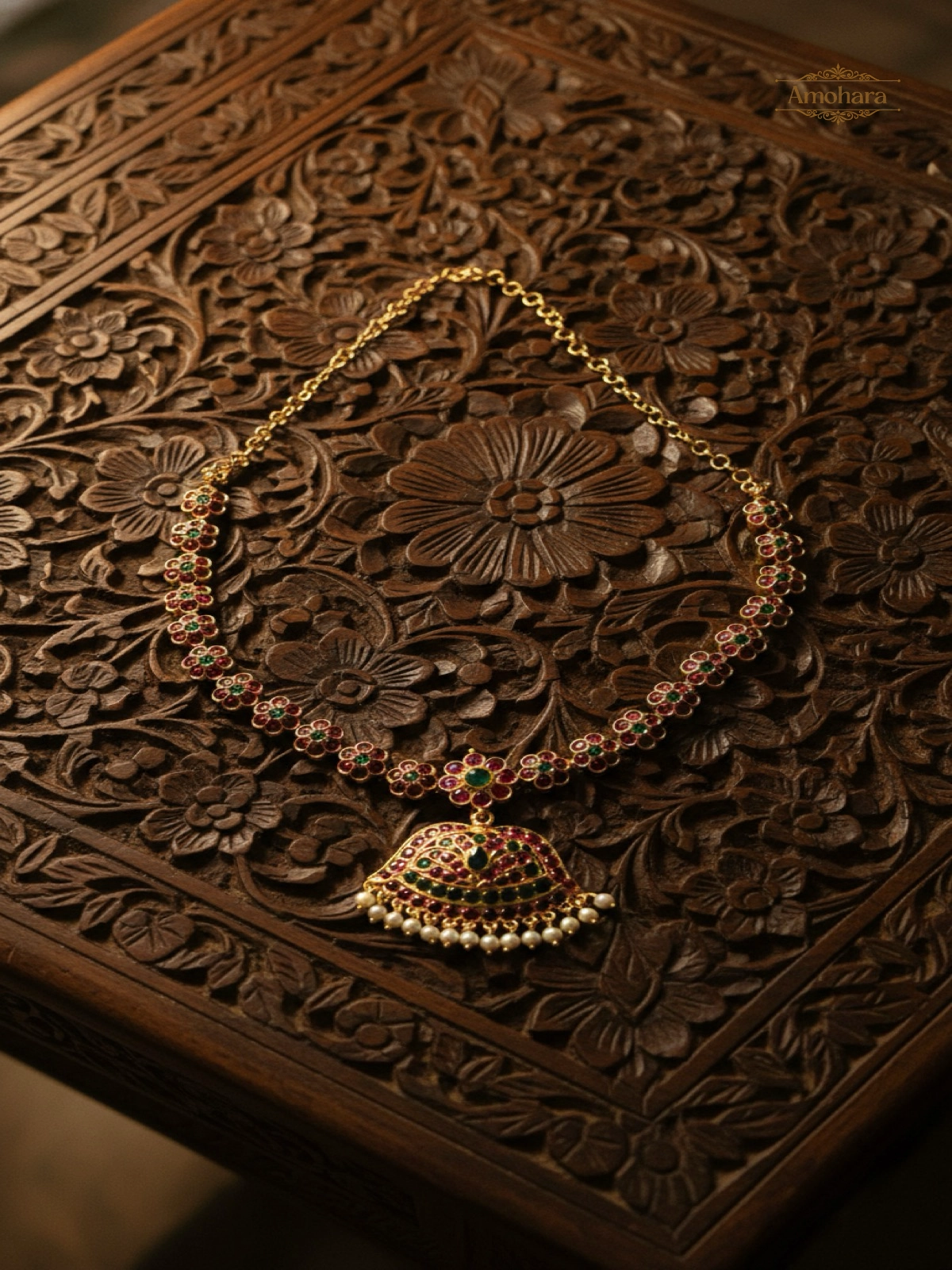 Red and Green stone Adige Necklace