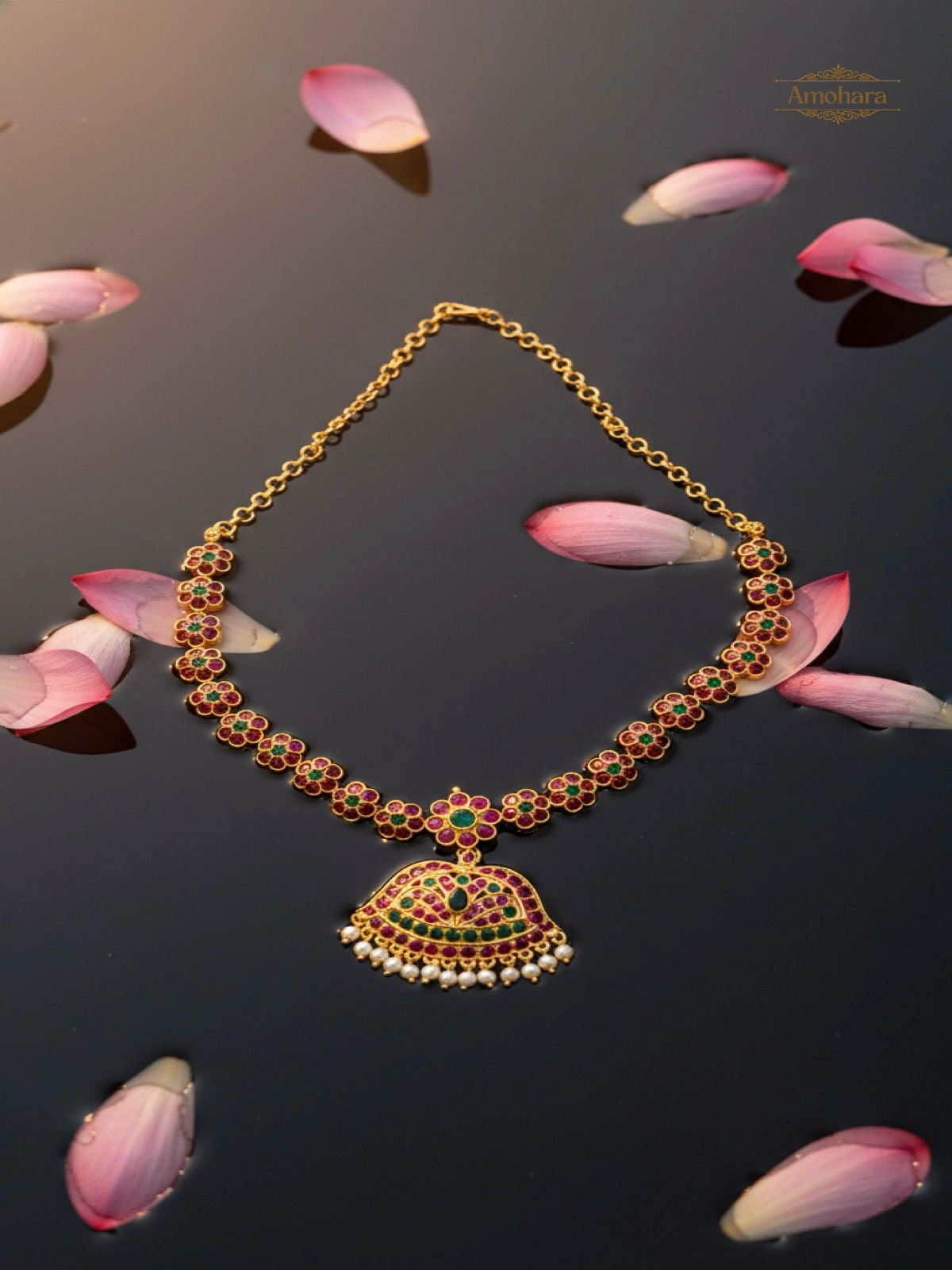 Red and Green stone Adige Necklace