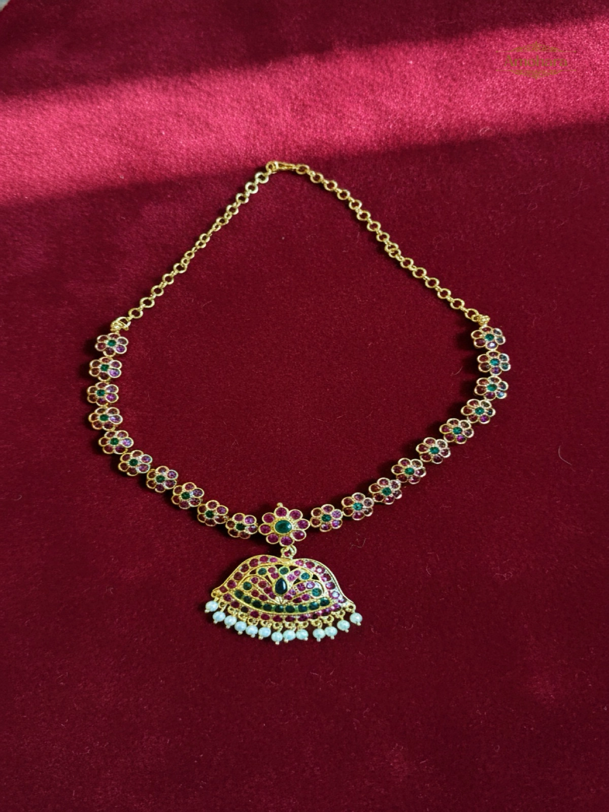 Red and Green stone Adige Necklace