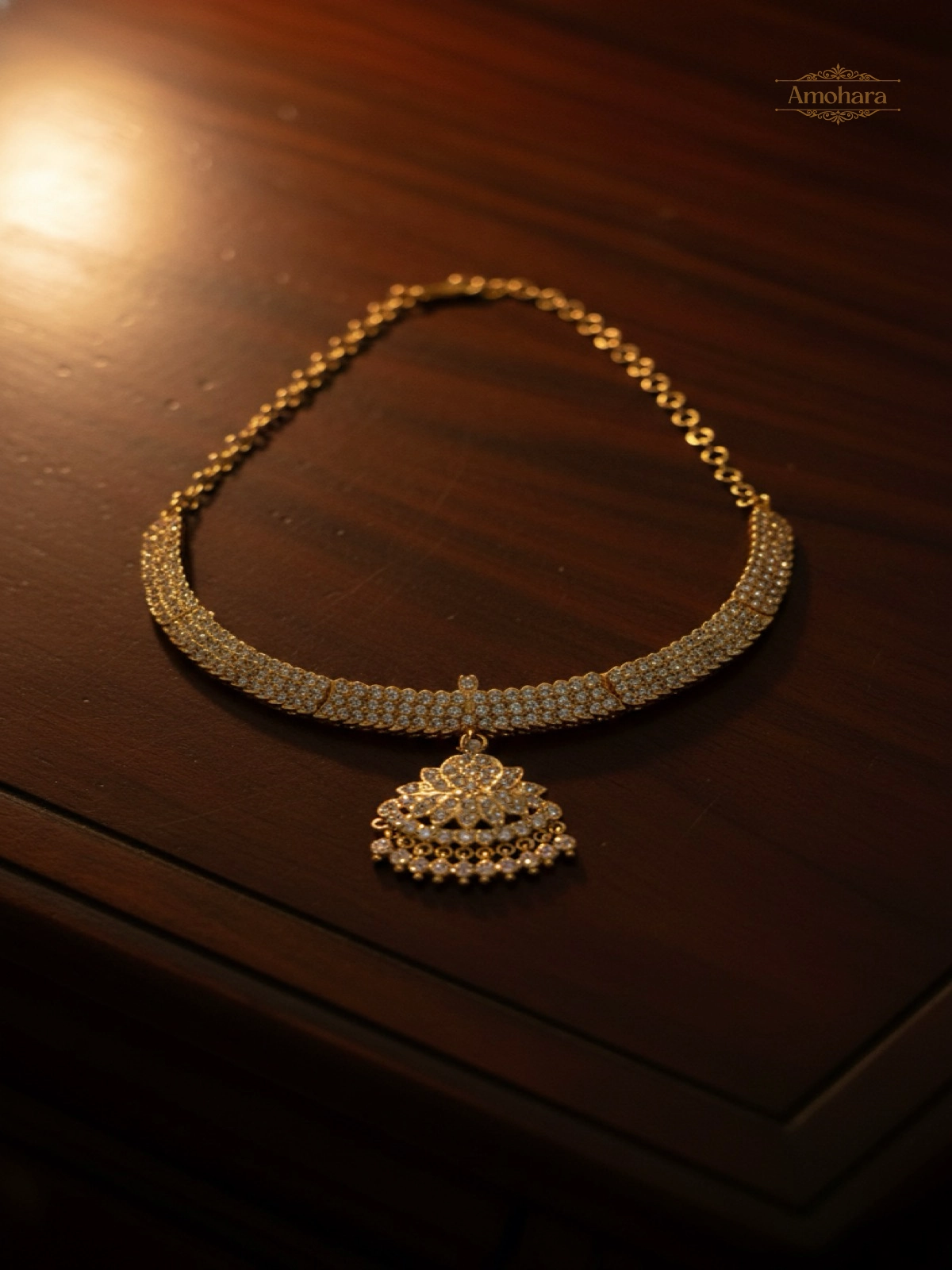 White Shimmering Stones Adige Necklace