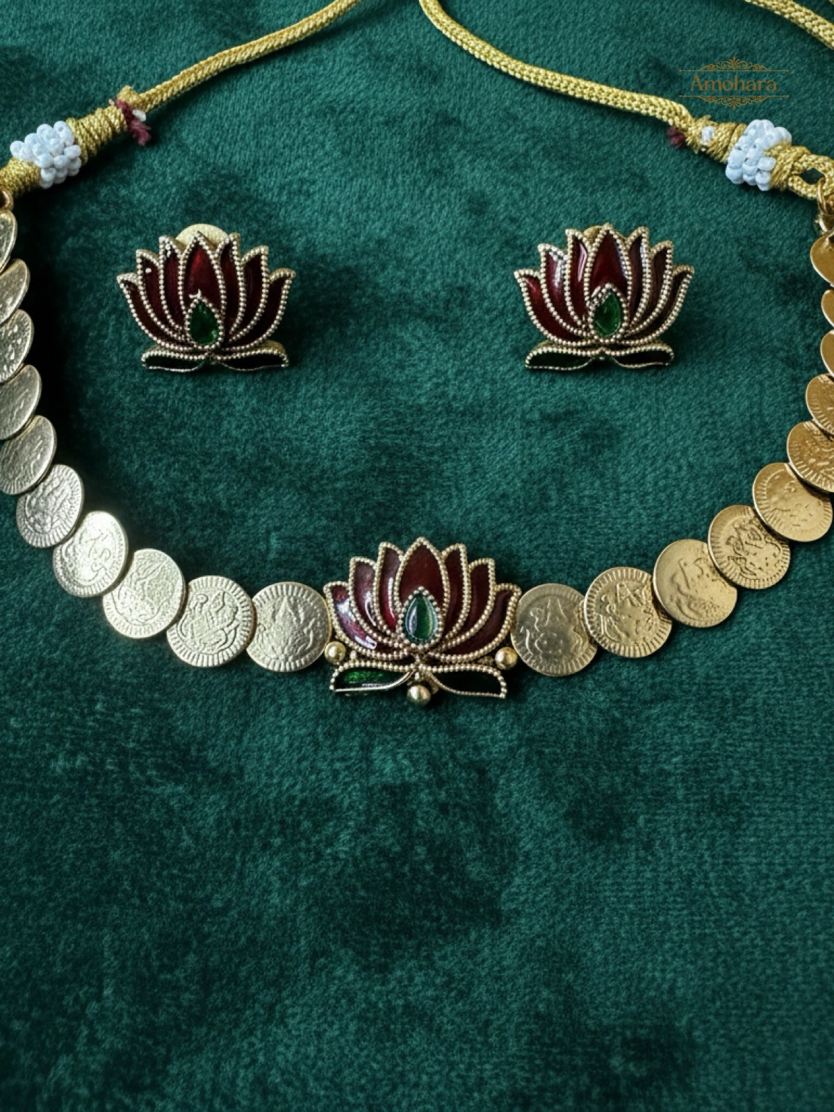 Lotus Coin Temple Necklace Set