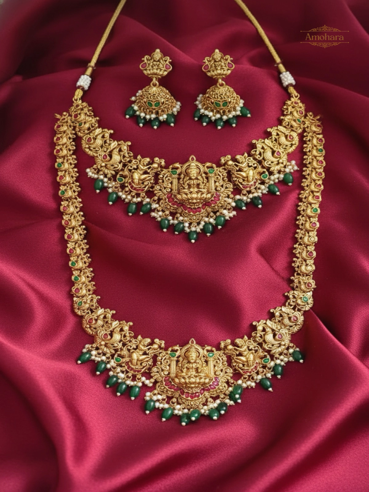 Lakshmi Peacock Bridal Long Haram Set