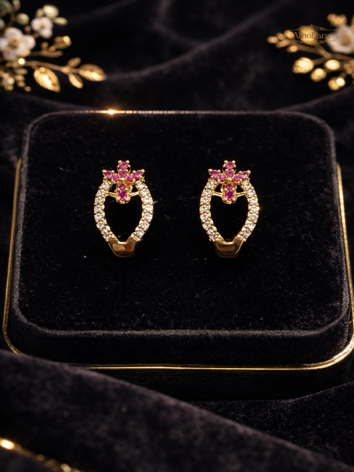 White & Ruby J stud Floral